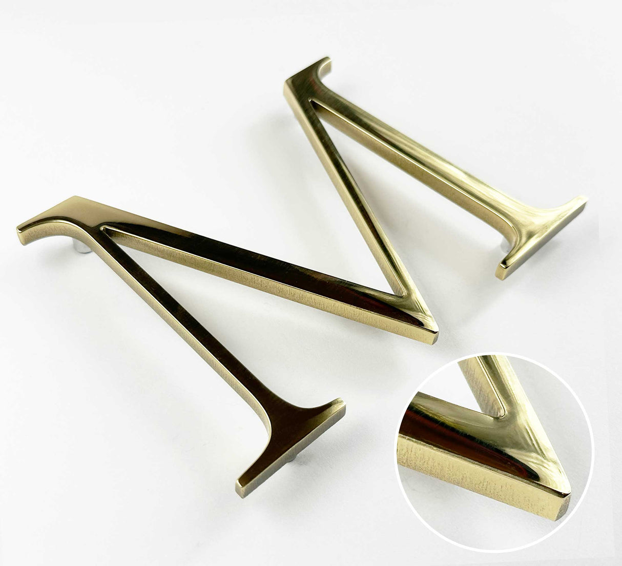 Polished solid BAA & BABA certified brass division 10 architectural sign letter with finish closeup
