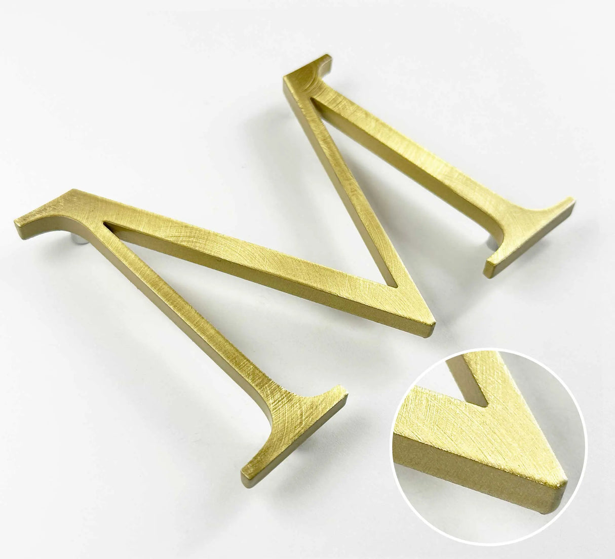 Random arc brushed solid BAA & BABA certified brass division 10 architectural sign letter with finish closeup