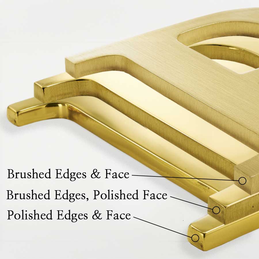 Brushed and polished brass edge comparisons