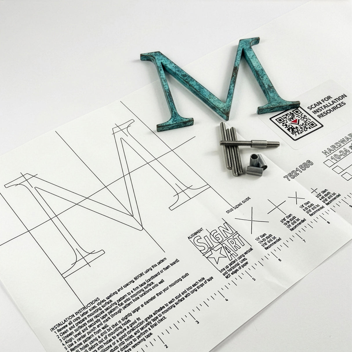 Turquoise Patina Bronze Sign Letters & Numbers