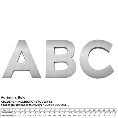 Cast aluminum sign letters in Adrianna Bold font