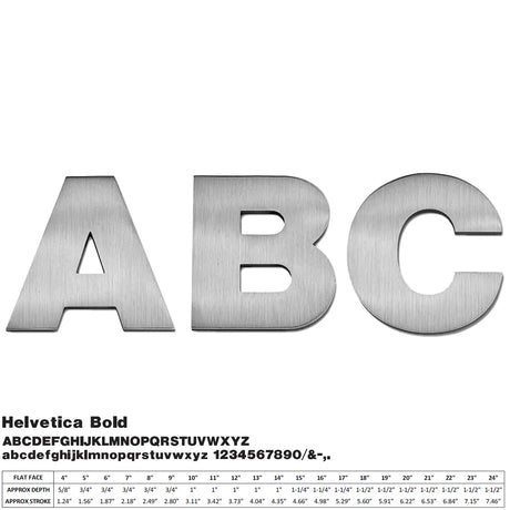Cast aluminum sign letters in Helvetica Bold font