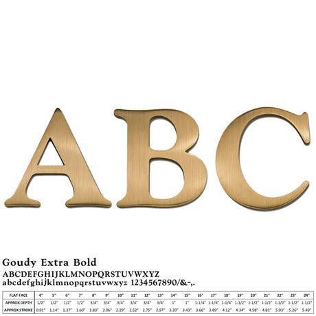 Cast bronze sign letters in Goudy Extra Bold font