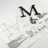 Alt oxidized solid copper division 10 architectural sign letter on mounting template with hardware