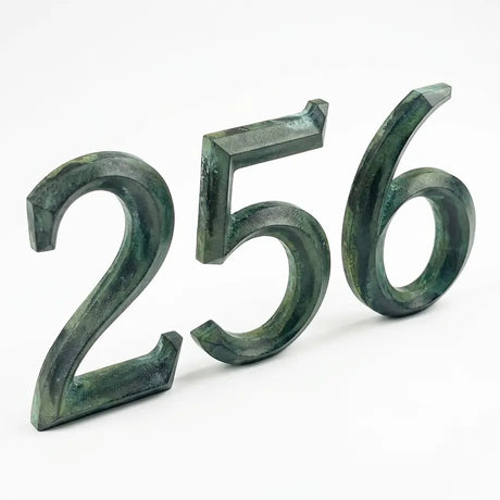 Verde Patina Prismatic Cast Bronze Sign Letters & Numbers