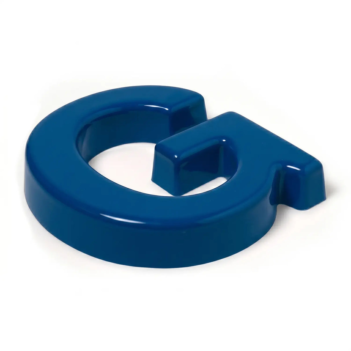 Blue pigmented formed plastic sign letter