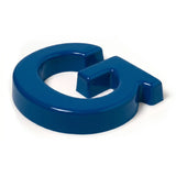 Blue pigmented formed plastic sign letter