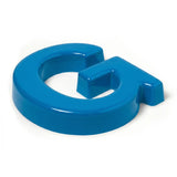 Light blue pigmented formed plastic sign letter