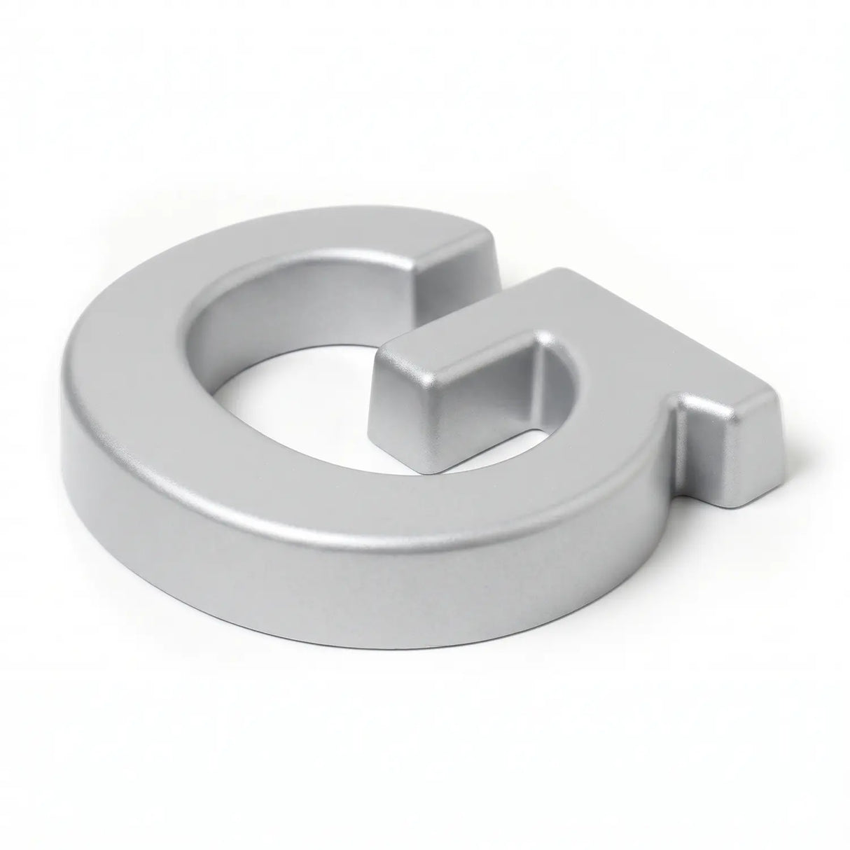 Metallic silver pigmented formed plastic sign letter