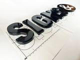 Formed plastic sign letters with installation template and hardware