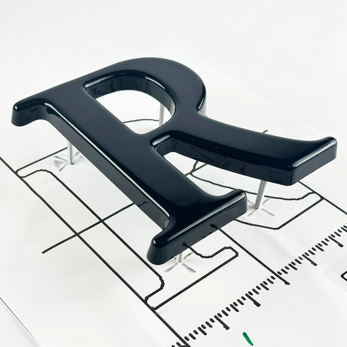 Formed plastic sign letters with mounting template and hardware