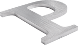 An aluminum letter P with a brushed face and brushed sides.