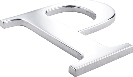 An aluminum letter P with a polished face and sanded sides.