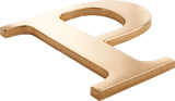 A bronze letter P with a polished face and brushed sides.