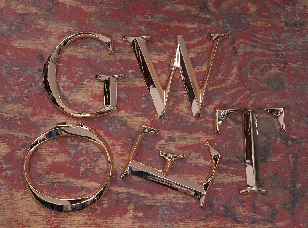 Polished Prismatic Cast Bronze Sign Letters & Numbers Gemini