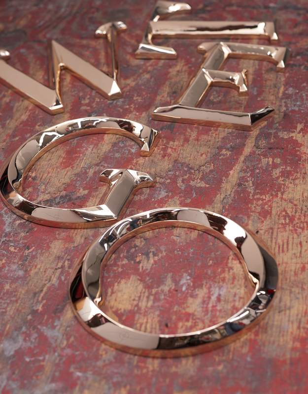 Polished Prismatic Cast Bronze Sign Letters & Numbers Gemini