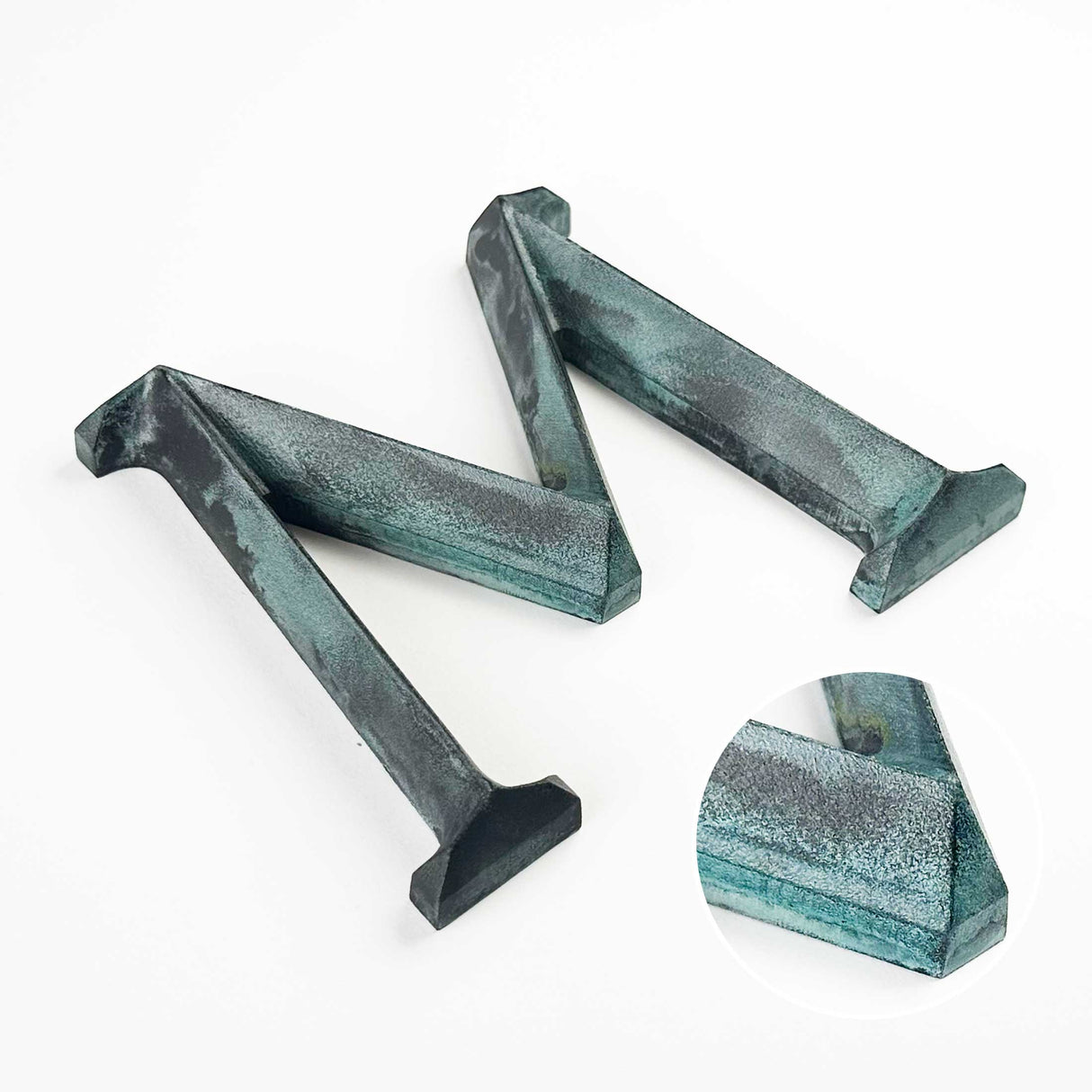 Turquoise Patina Prismatic Cast Bronze Sign Letters & Numbers