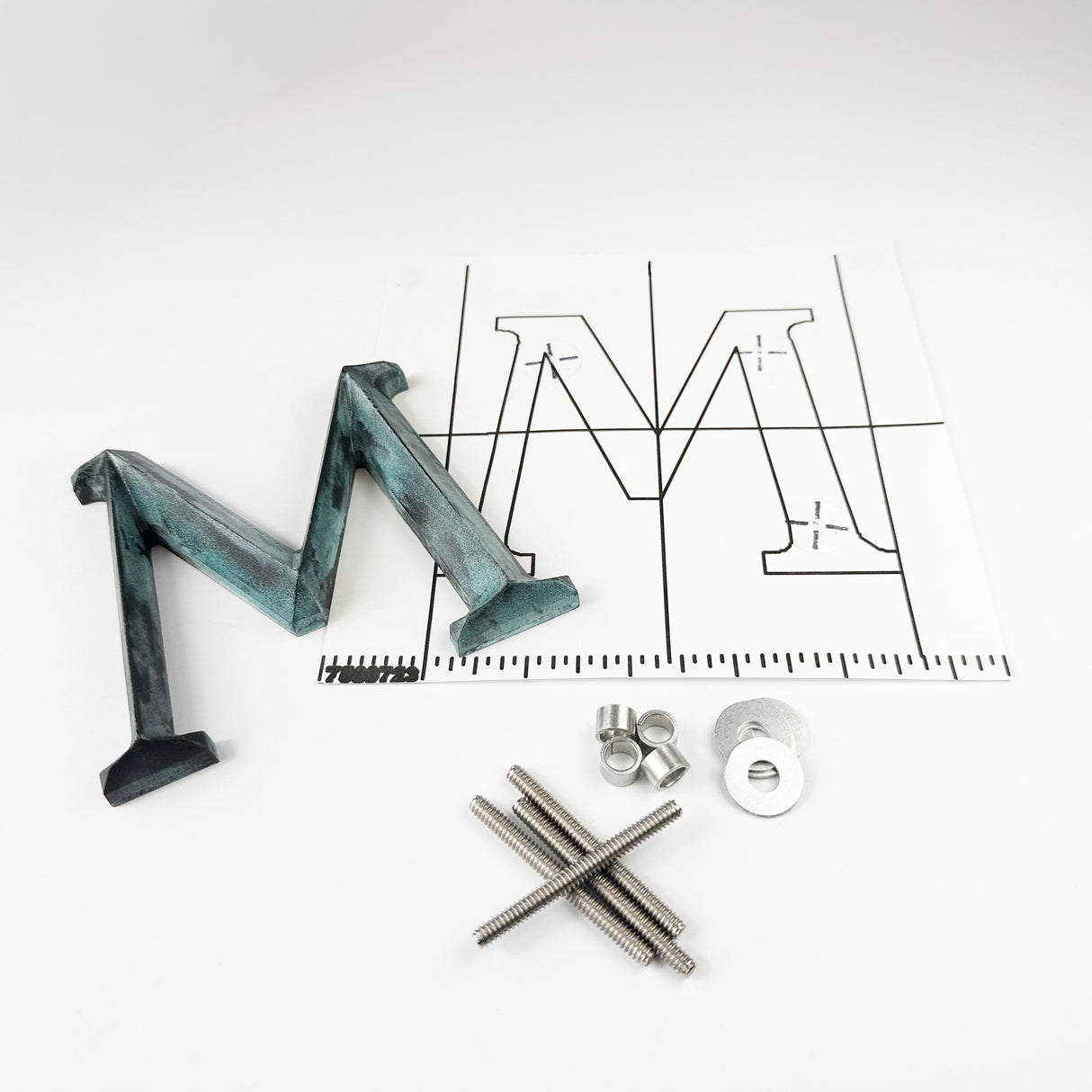 Turquoise Patina Prismatic Cast Bronze Sign Letters & Numbers