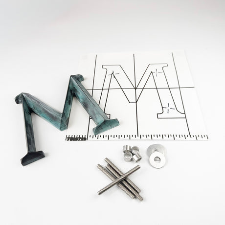 Turquoise Patina Prismatic Cast Bronze Sign Letters & Numbers