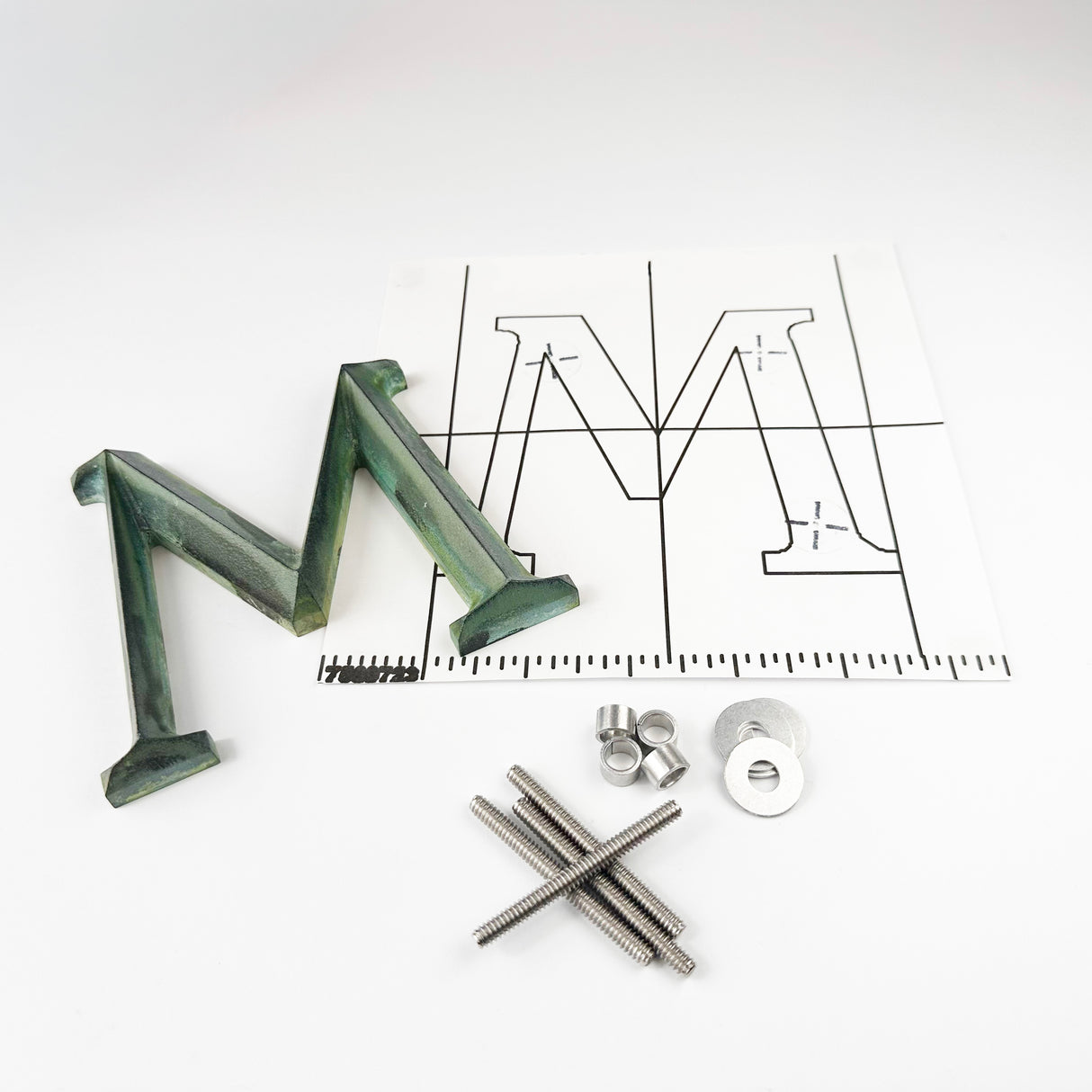 Verde Patina Prismatic Cast Bronze Sign Letters & Numbers