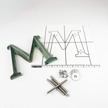 Verde Patina Prismatic Cast Bronze Sign Letters & Numbers