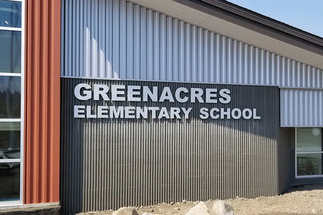School sign with cast aluminum sign letters