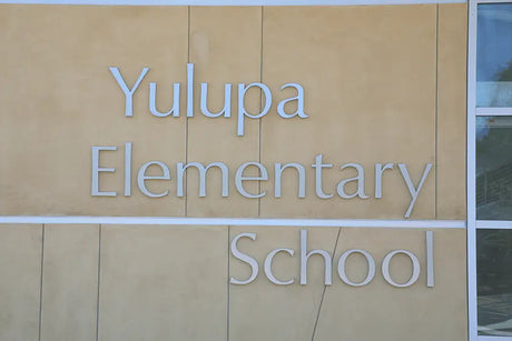 School sign with cast aluminum sign letters