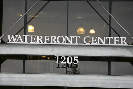 Bottom mounted sign and address numbers made of cast aluminum sign letters