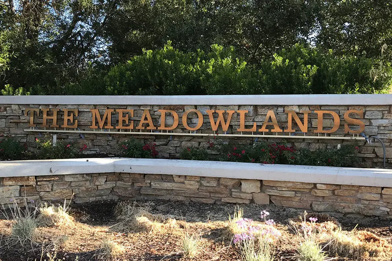 The Meadowlands sign made from cast bronze sign letters