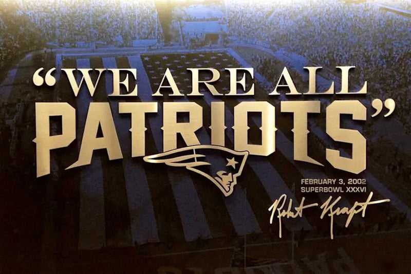 New England Patriots sign with flat cut brass sign letters