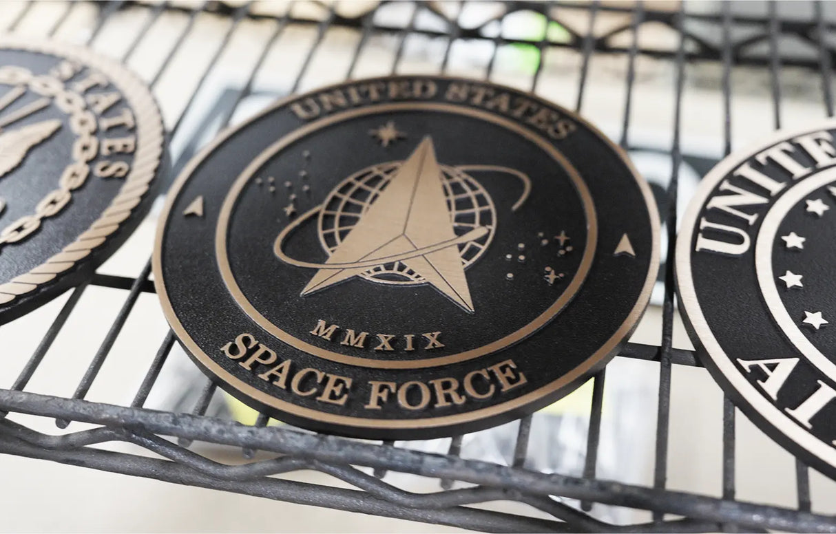 Solid cast division 10 BAA & BABA certified architectural bronze US Space Force seal