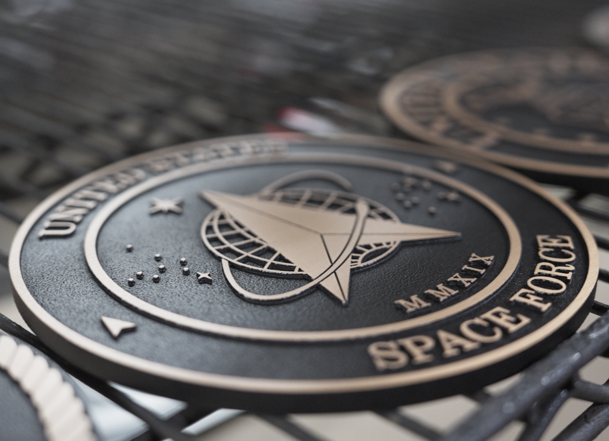 Solid cast division 10 BAA & BABA certified architectural bronze US Space Force seal