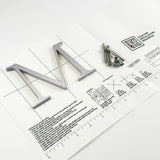 Brushed solid 316 stainless steel division 10 architectural sign letter with back stud mounting template and hardware