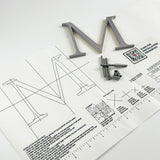 Brushed solid 316 stainless steel division 10 architectural sign letter with back stud mounting template and hardware