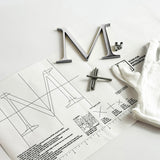 Polished solid 316 stainless steel division 10 architectural sign letter with back stud mounting template and hardware