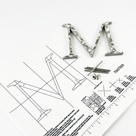 Random Arc Brushed Stainless Steel Sign Letters & Numbers